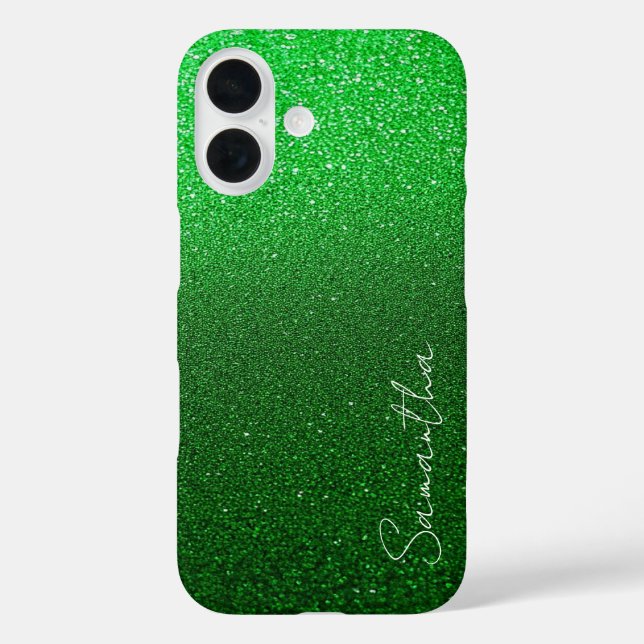 Personalisierter grüner Glitzer Case-Mate iPhone Hülle (Rückseite)