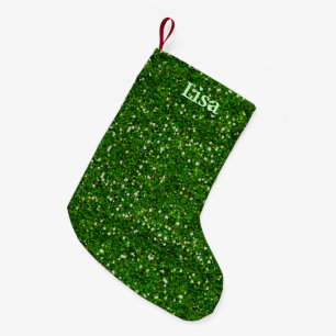 Personalisierter Grüner Glitzer Weihnachtsfest Str Kleiner Weihnachtsstrumpf