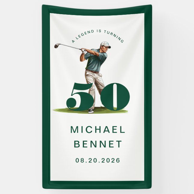 Personalisierter grüner Golf 50. Geburtstag  Banner (Vertikal)