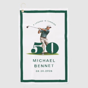 Personalisierter grüner Golf 50. Geburtstag Golfhandtuch