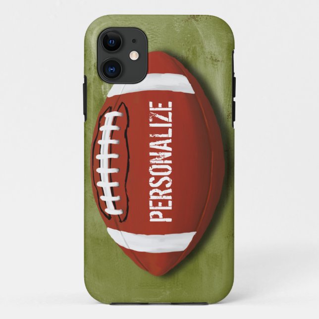 Personalisierter grüner Grunge-Fußball Case-Mate iPhone Hülle (Rückseite)
