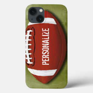 Personalisierter grüner Grunge-Fußball iPhone 13 Hülle