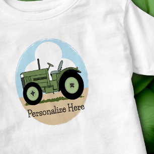 Personalisierter grüner Kinder-Traktor für die Far Kleinkind T-shirt