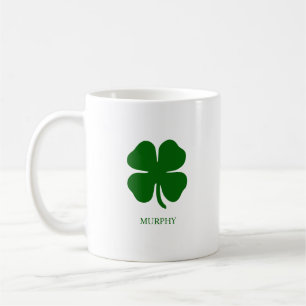 Personalisierter grüner Kleeblatt-Kaffeebecher Kaffeetasse
