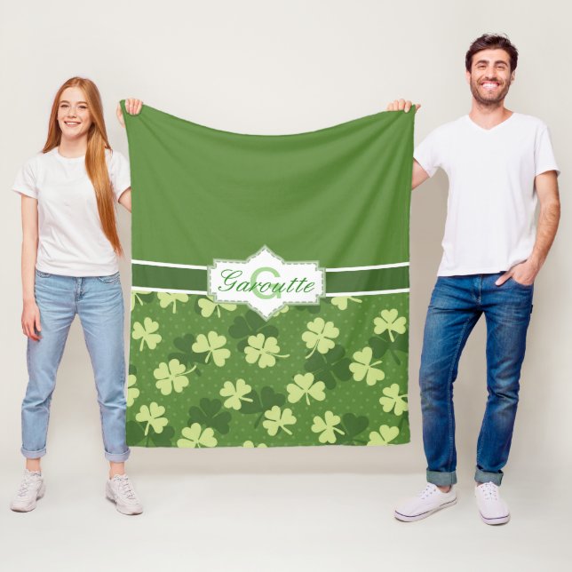 Personalisierter Grüner Kleeblatt St. Patrick's Da Fleecedecke (Beispiel)