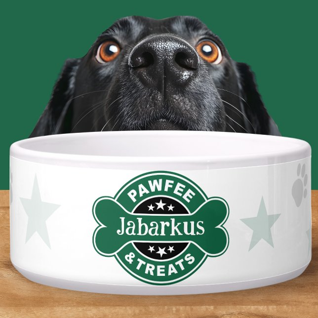 Personalisierter grüner Pawfee- und Leckerlis-Coff Napf (Von Creator hochgeladen)