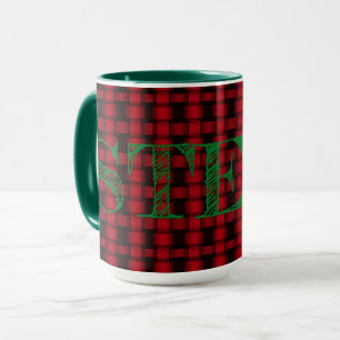 Personalisierter grüner, roter und schwarzer geweb tasse