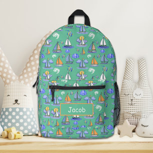 Personalisierter grüner Segelboot-Rucksack Bedruckter Rucksack