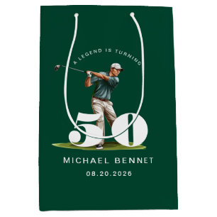 Personalisierter grüner Sportgolf 50. Geburtstag Mittlere Geschenktüte