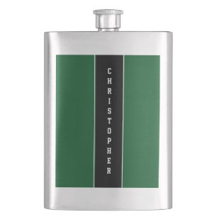 Personalisierter, grüner Streifen Flachmann
