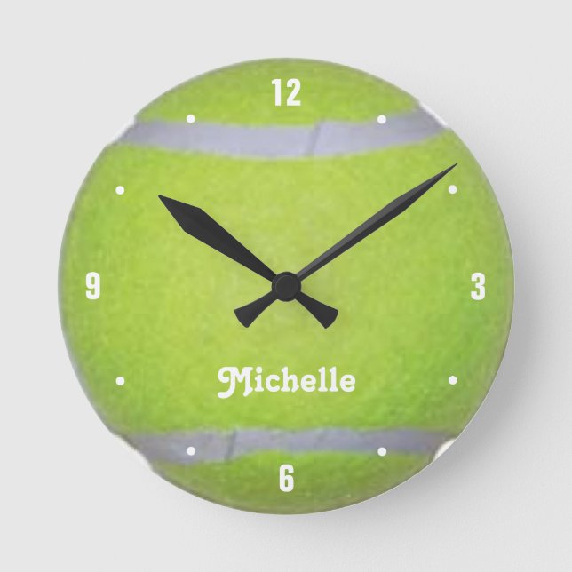 Personalisierter grüner Tennis-Ball Runde Wanduhr (Vorderseite)