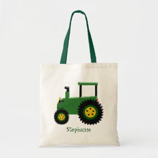 Personalisierter grüner Traktor-Entwurf Tragetasche