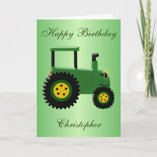 Personalisierter Grüner Traktor Geburtstag Karte