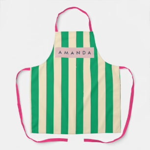 Personalisierter grüner und cremefarbener Streifen Schürze
