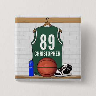 Personalisierter grüner und weißer Basketball Button