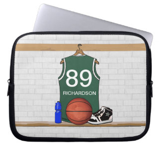 Personalisierter grüner und weißer Basketball Laptopschutzhülle