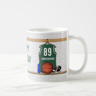 Personalisierter grüner und weißer Basketball Tasse