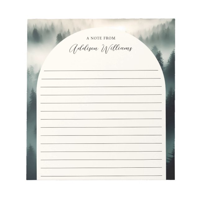 Personalisierter Grüner Wasserfarbenwald Notizblock (Vorderseite)