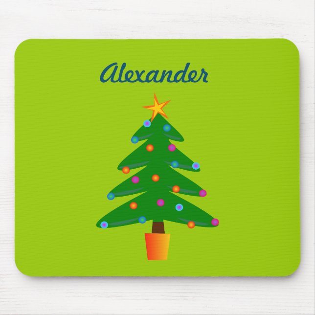 Personalisierter grüner Weihnachtsbaum Mousepad (Vorne)