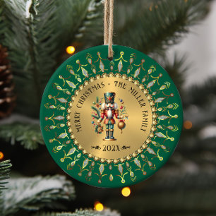 Personalisierter grüner Weihnachtsnussknacker aus  Keramik Ornament