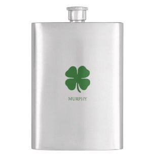 Personalisierter Grünklee Flachmann