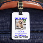 Personalisierter Guide Dog Service Dog Foto Abzeic Gepäckanhänger<br><div class="desc">SeGuide Hund - Identifizieren Sie Ihren Hund einfach als einen funktionierenden Hund, während Sie Ihren Hund fokussiert behalten und auf Ablenkungen abgeschnitten haben während Sie mit einem dieser k9 Service Hund ID Abzeichen arbeiten. Obwohl nicht erforderlich, gibt Ihnen und Ihrem Service Hund ein Service Dog ID-Abzeichen Sicherheit und Reiseleichtigkeit, ohne...</div>