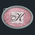 Personalisierter Gürtelschnalle-Rosen-GoldGlitzer Ovale Gürtelschnalle<br><div class="desc">Personalisierte Gürtelschnalle</div>