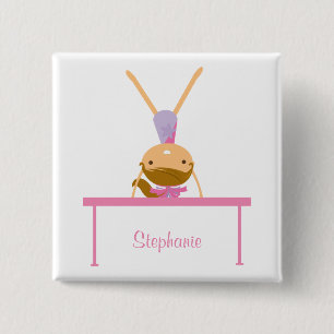 Personalisierter GymnastikSchwebebalken scherzt Button