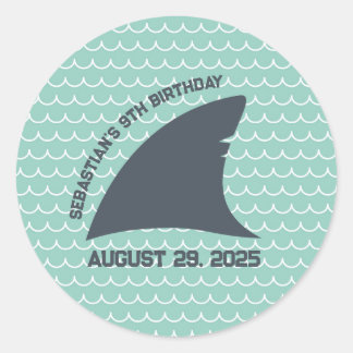 Personalisierter Haarkleber | Aqua & White Wave Runder Aufkleber