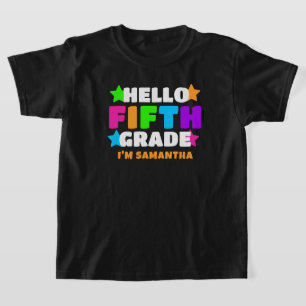 Personalisierter Hallo Fünfte Klasse Kinder Name T-Shirt