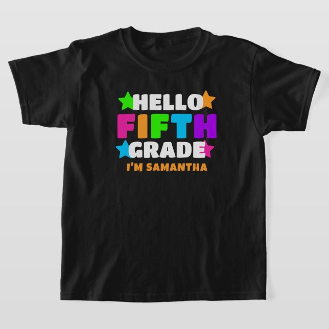 Personalisierter Hallo Fünfte Klasse Kinder Name T-Shirt (Ablage )