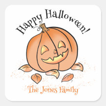 Personalisierter Halloween-Aufkleber Süße Kürbisla