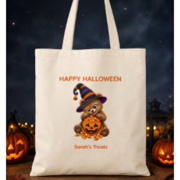 Personalisierter Halloween-Bär mit Süßigkeiten Tragetasche