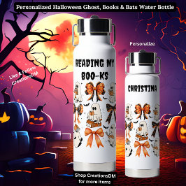 Personalisierter Halloween-Geist, Bücher und Baske Trinkflasche