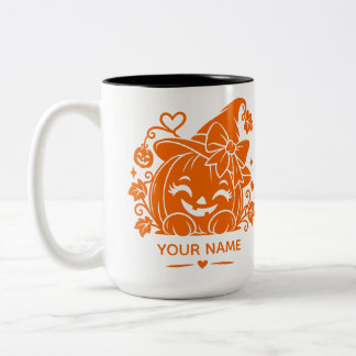 Personalisierter Halloween-Kürbis-Becher Zweifarbige Tasse
