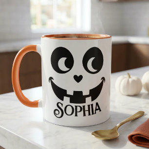Personalisierter Halloween-Kürbisgesicht-Becher Tasse