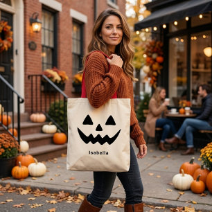 Personalisierter Halloween-Kürbiskopf Tragetasche