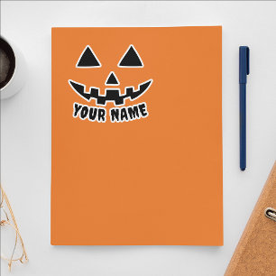 Personalisierter Halloween-Kürbisname Schwarz & We Aufkleber