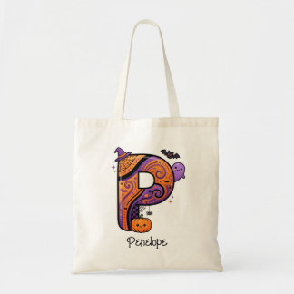 Personalisierter Halloween-Monogramm-Anfangsbuchst Tragetasche