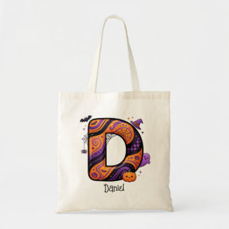 Personalisierter Halloween-Monogramm-Buchstabe D G Tragetasche