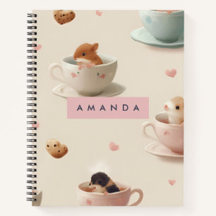 Personalisierter Hamster im Teacup-Muster Notizbuch