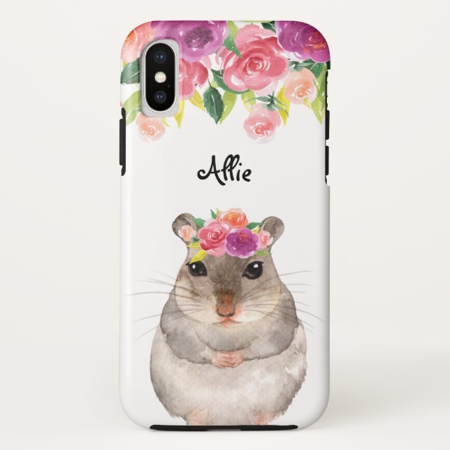 Personalisierter Hamster und Blume Case-Mate iPhone Hülle (Rückseite)