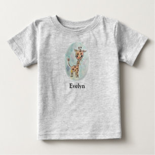 Personalisierter handgemalter Wasserfarben-Giraffe Baby T-shirt