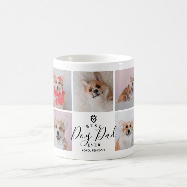 Personalisierter handgeschriebener Best Dog Vater  Kaffeetasse (Mittel)