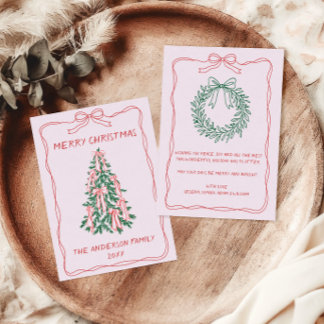 Personalisierter handgezeichneter Weihnachtsbaum F Feiertagskarte