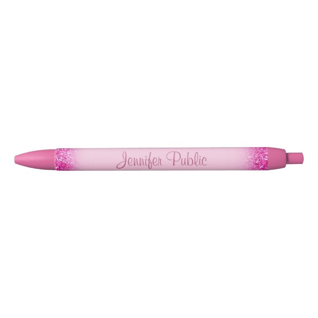 Personalisierter Handschrift Girl Pink Glitzer Kugelschreiber (Vorderseite)