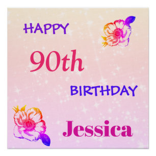 Personalisierter Happy 90. Geburtstag Poster