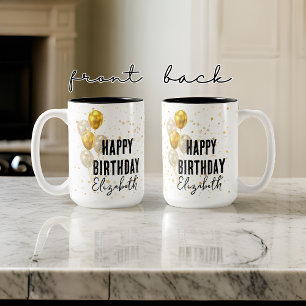 Personalisierter Happy Birthday Becher, Geburtstag Zweifarbige Tasse
