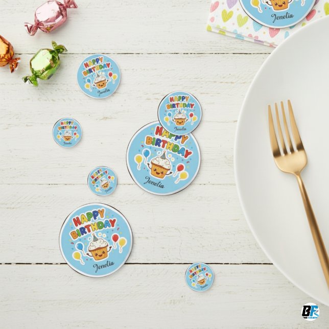 Personalisierter Happy Birthday Cupcake Benutzerde Konfetti (Von Creator hochgeladen)