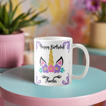Personalisierter Happy Birthday Einhorn Becher